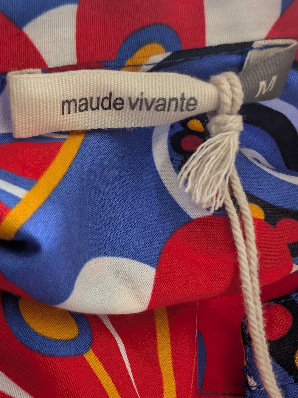 Maude Vivante Boho Bold Blue Floral Print Women’s Tunic Dress Size Medium - Picture 5 of 9